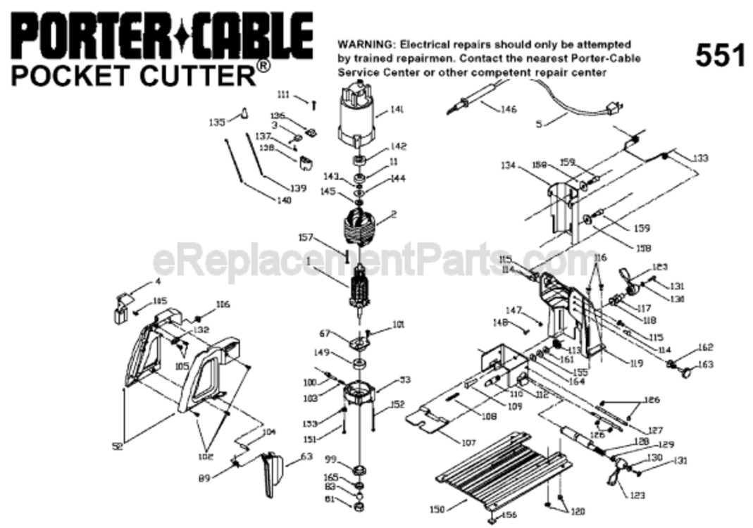 Page A Diagram and Parts List for 551  Porter Cable Multi-Tool